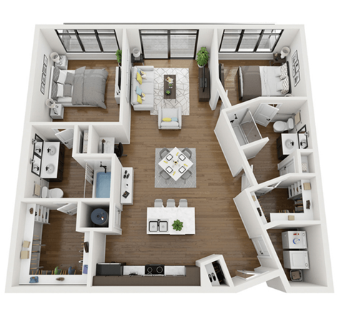 this is a 3d floor plan of a 1 bedroom apartment at the biltmore apartments